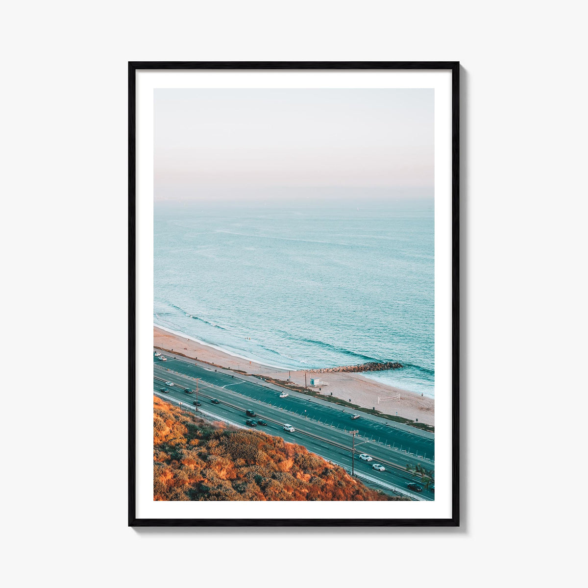 Pacific Palisades no. 4 colorful photo poster of Los Angeles, California – vertical wall art, unframed print shown in interio