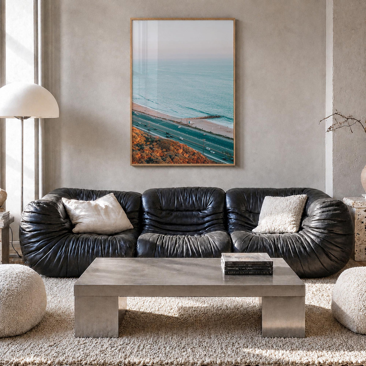 Pacific Palisades no. 4 colorful photo poster of Los Angeles, California – vertical wall art in natural wood frame, hanging o