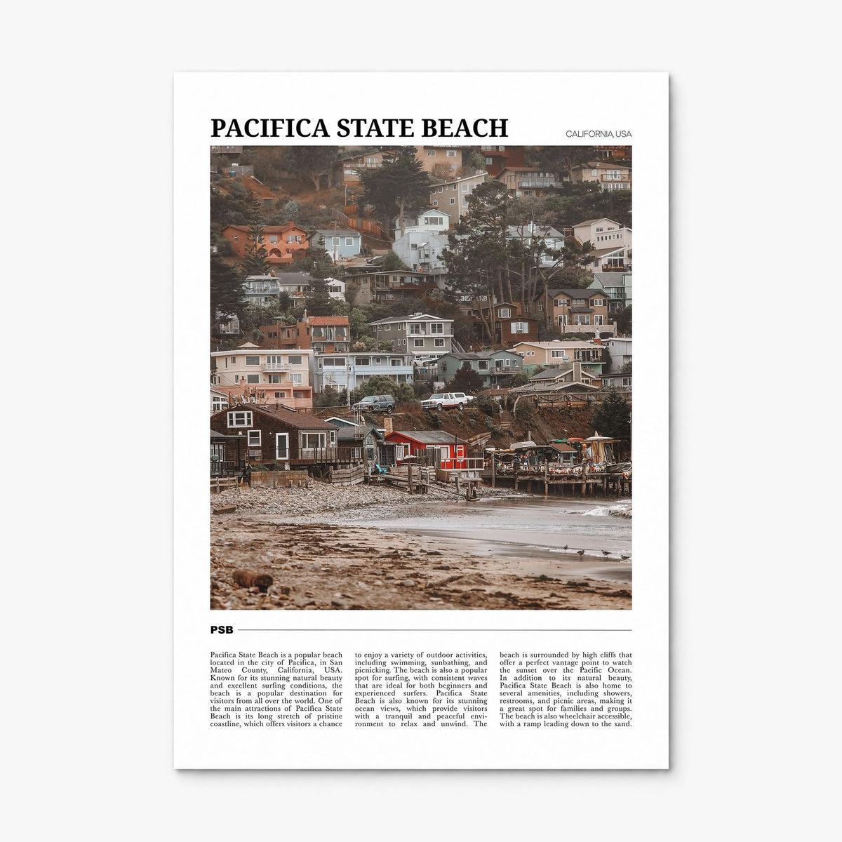 Pacifica State Beach Travel Poster, print only (unframed)