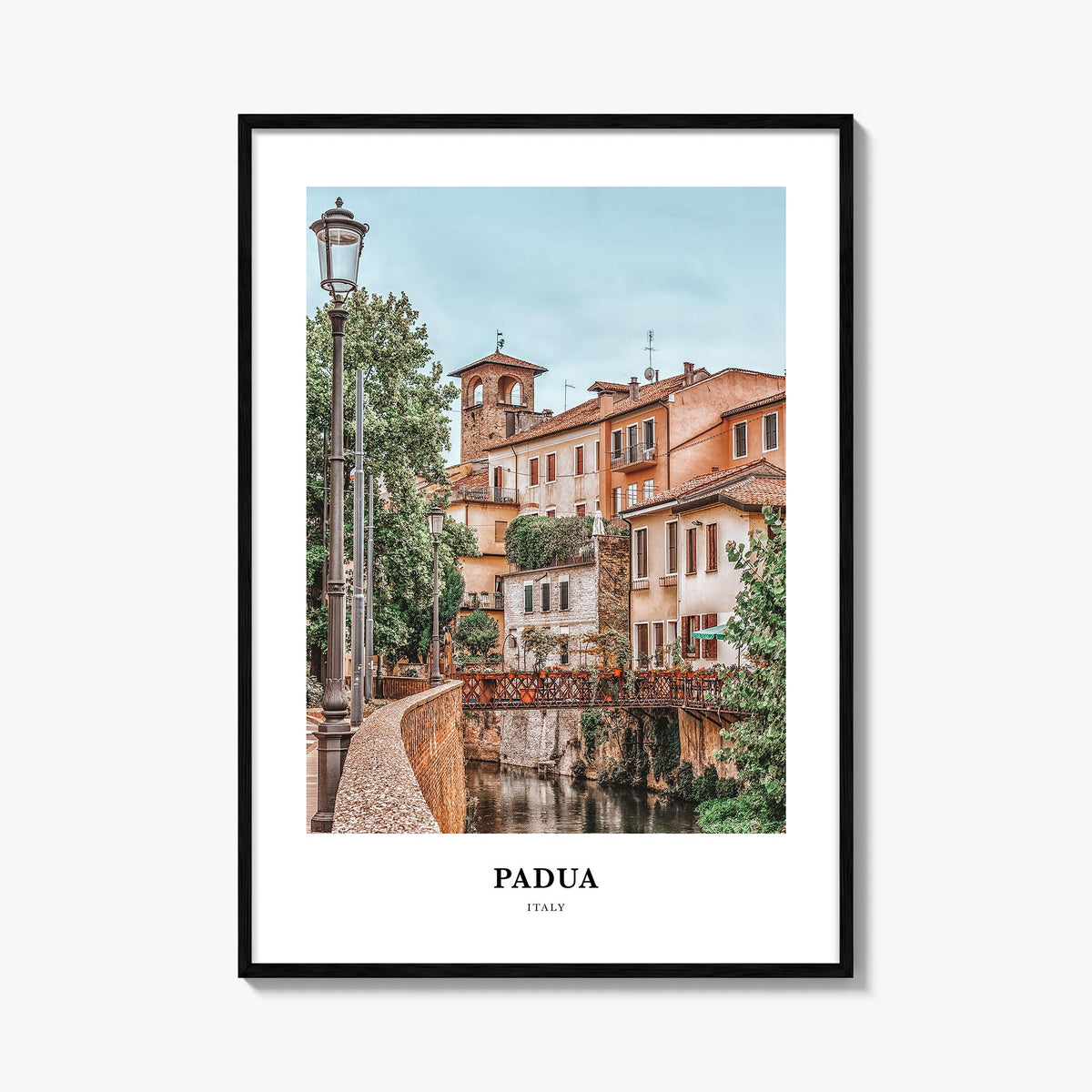 Padua colorful classic poster of Italy – vertical wall art, unframed print shown in interior mockup