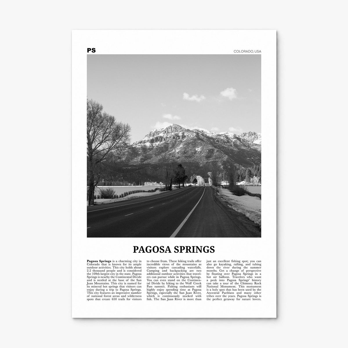 Pagosa Springs Newspaper Poster, print only (unframed)