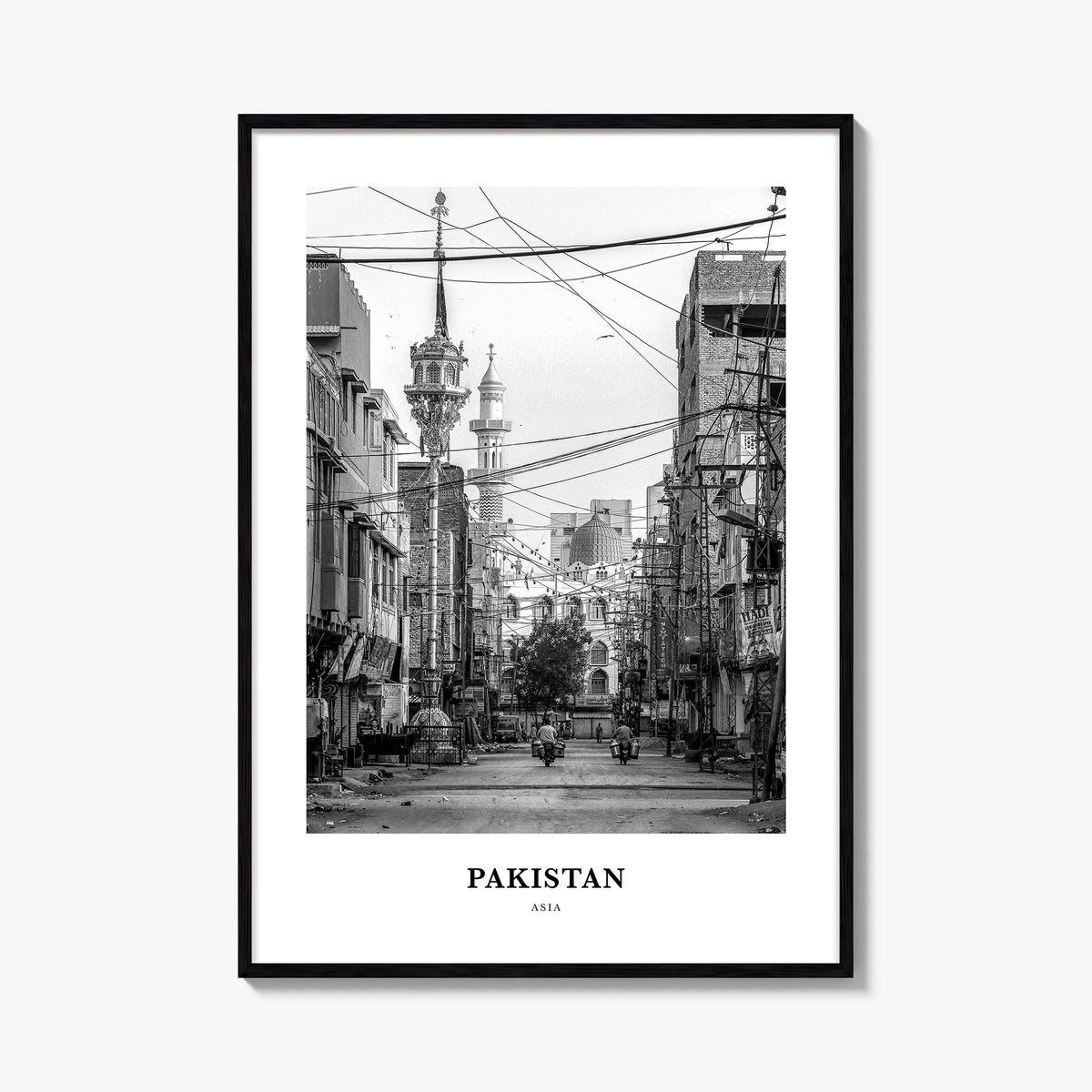 Pakistan no. 2 black & white classic poster of Asia – vertical wall art, unframed print shown in interior mockup