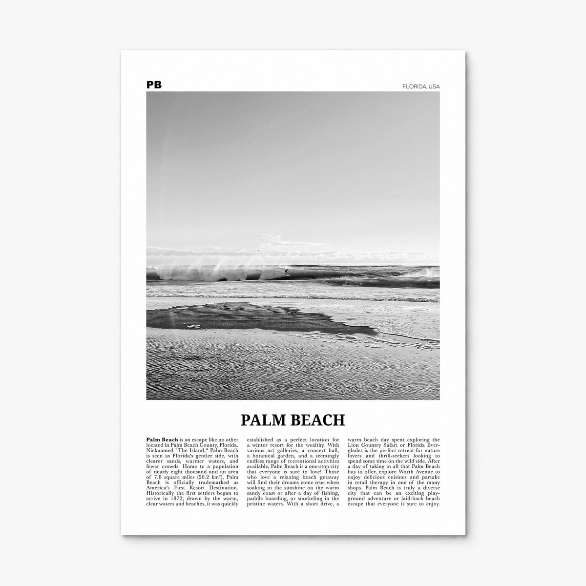 Palm Beach, Florida Newspaper Poster, print only (unframed)