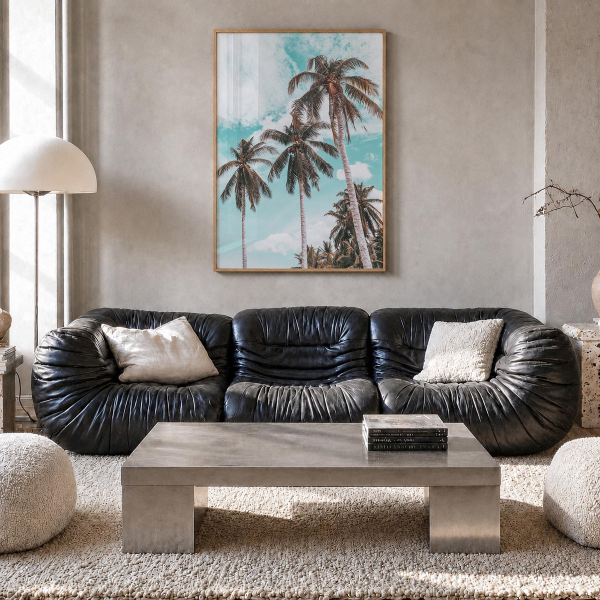 Palm Springs no. 2 colorful photo poster of California, USA – vertical wall art in natural wood frame, hanging on wall