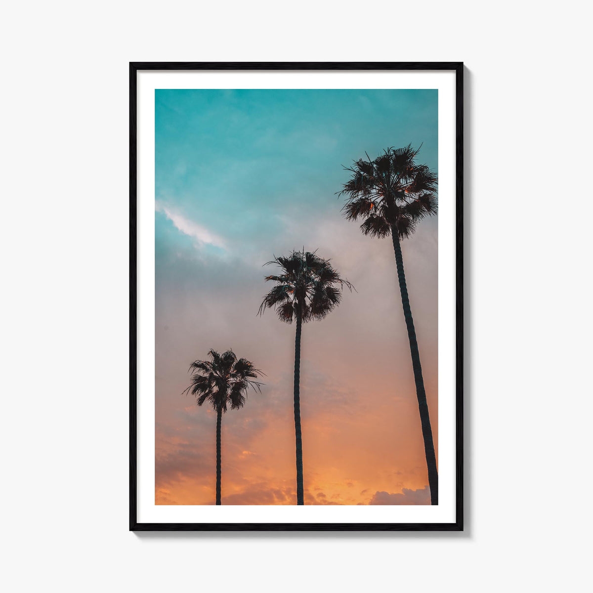 Palm Trees no. 10 colorful photo poster – vertical wall art, unframed print shown in interior mockup