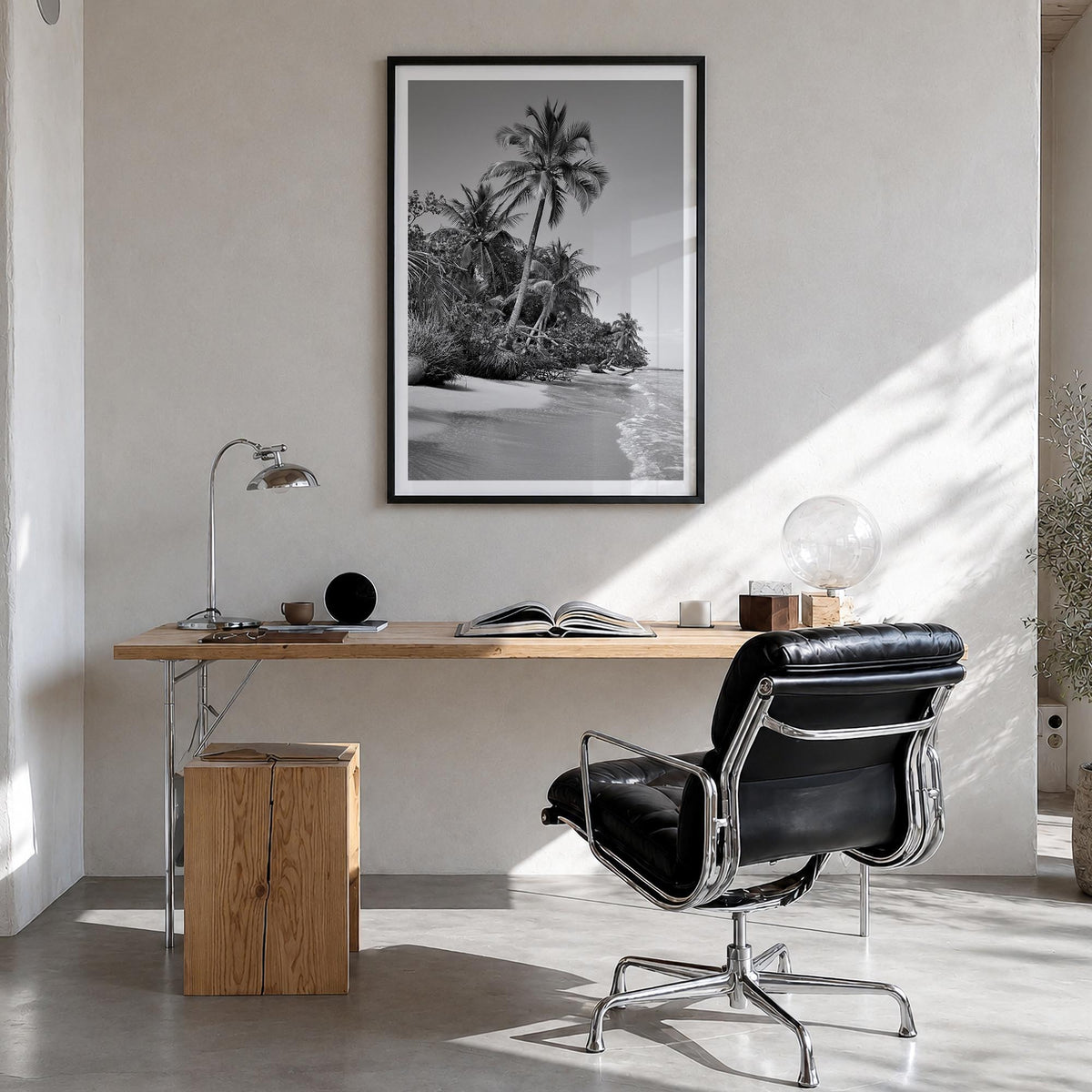 Panama black & white photo poster of Central America – vertical wall art in black wood frame with white border, hanging on wa