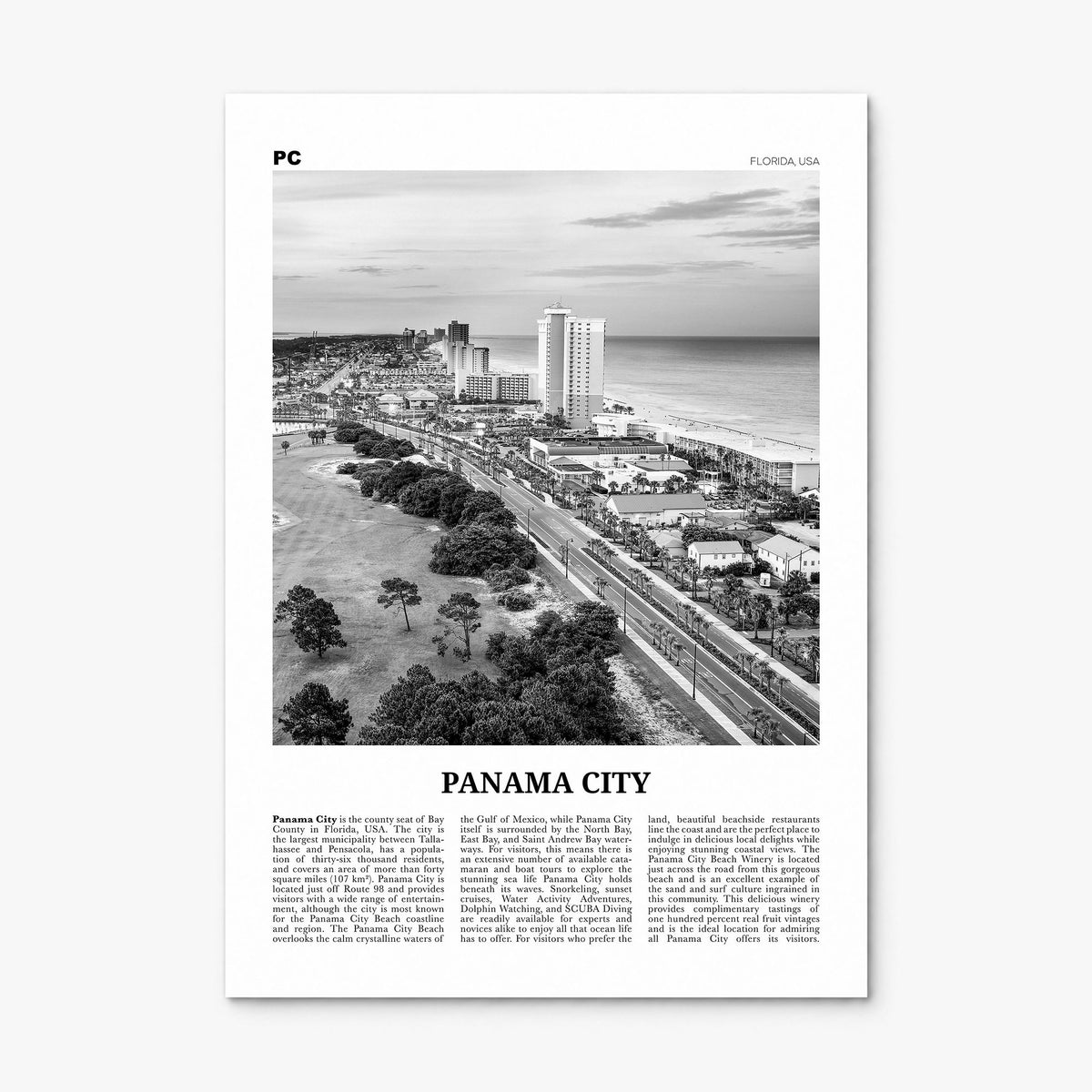 Panama City, Florida Newspaper Poster, print only (unframed)