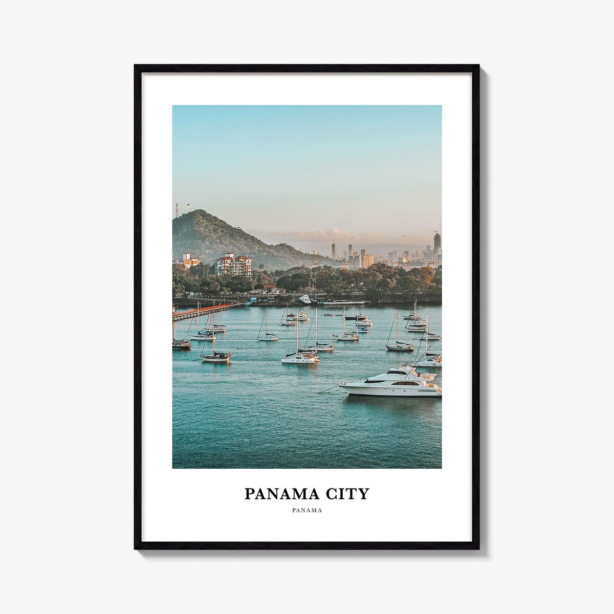 Panama City, Panama no. 1 colorful classic poster of Panama – vertical wall art, unframed print shown in interior mockup