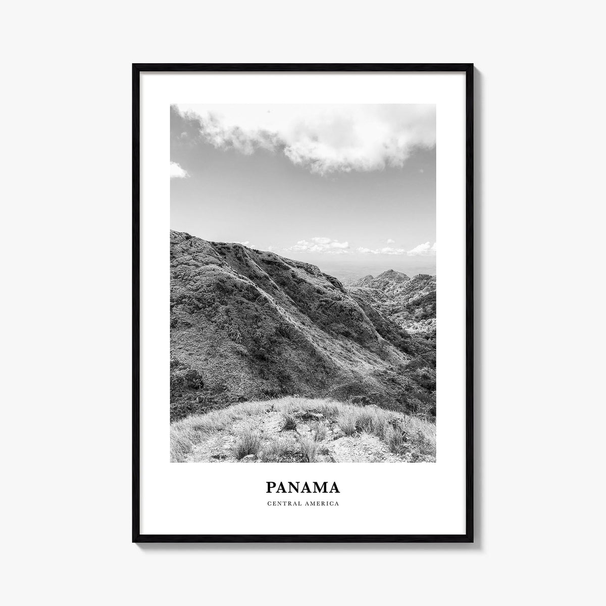 Panama no. 4 black & white classic poster of Central America – vertical wall art, unframed print shown in interior mockup
