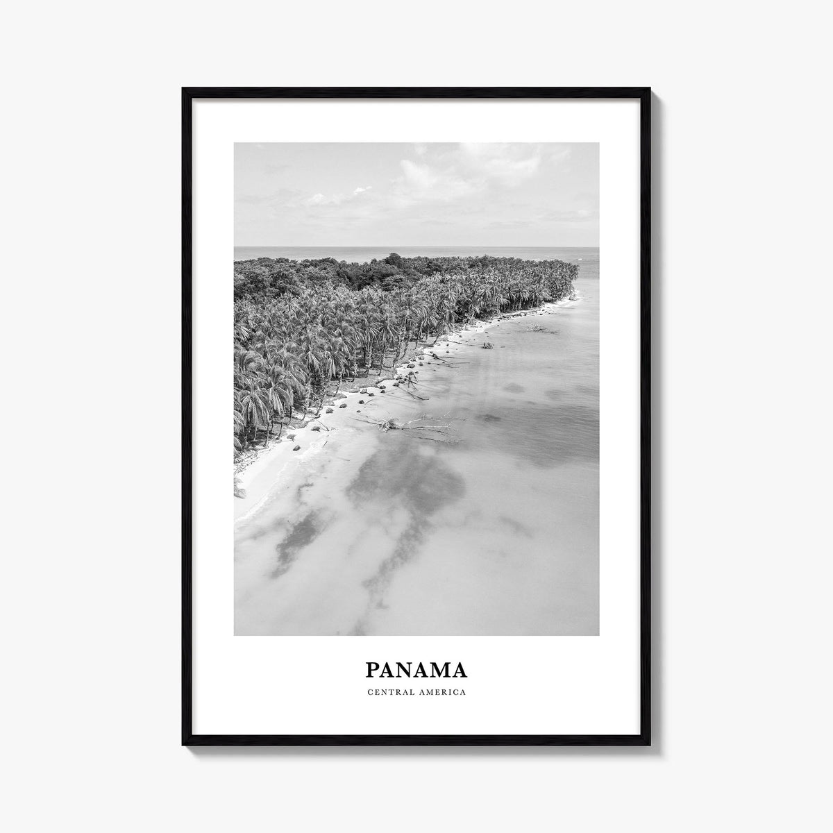 Panama no. 5 black & white classic poster of Central America – vertical wall art, unframed print shown in interior mockup