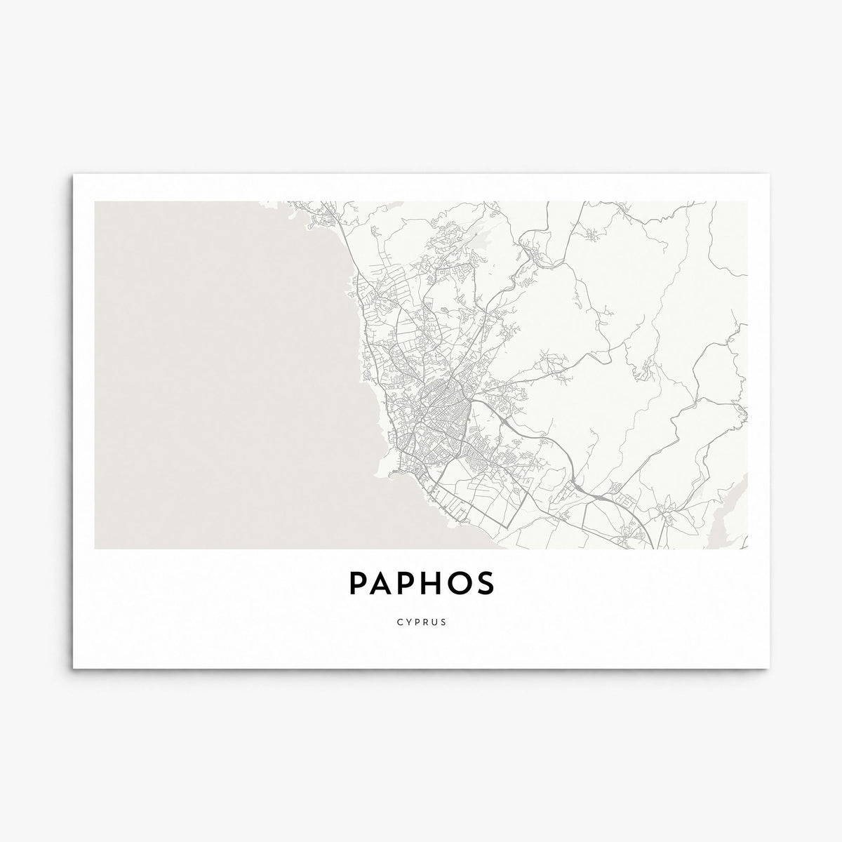 Paphos Map Poster, print only (unframed)
