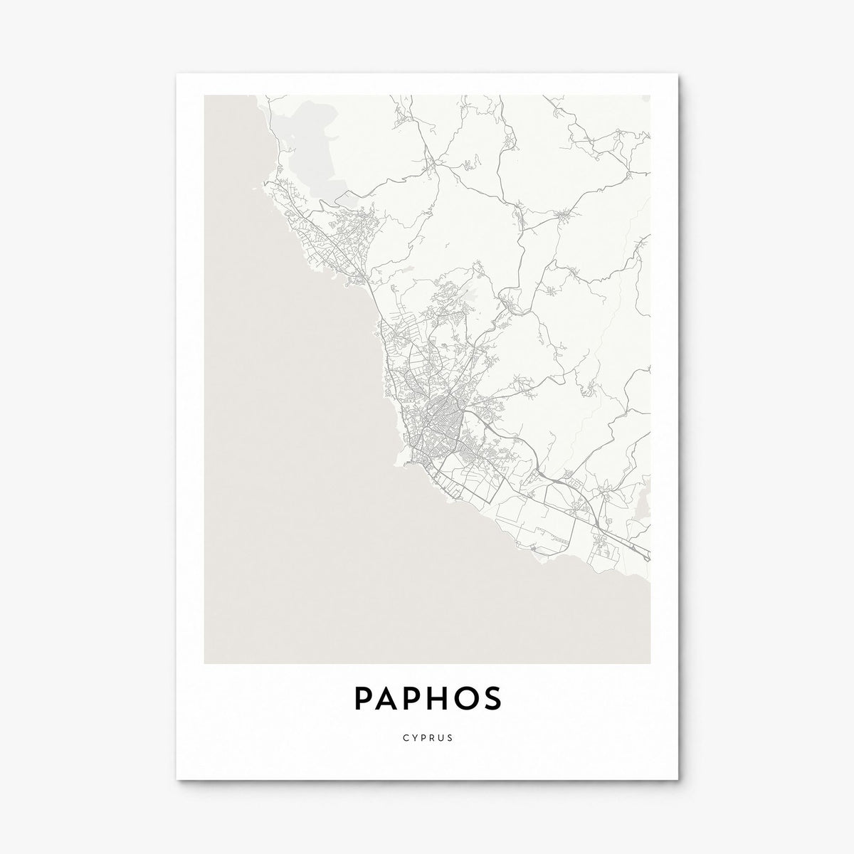 Paphos Map Poster, print only (unframed)