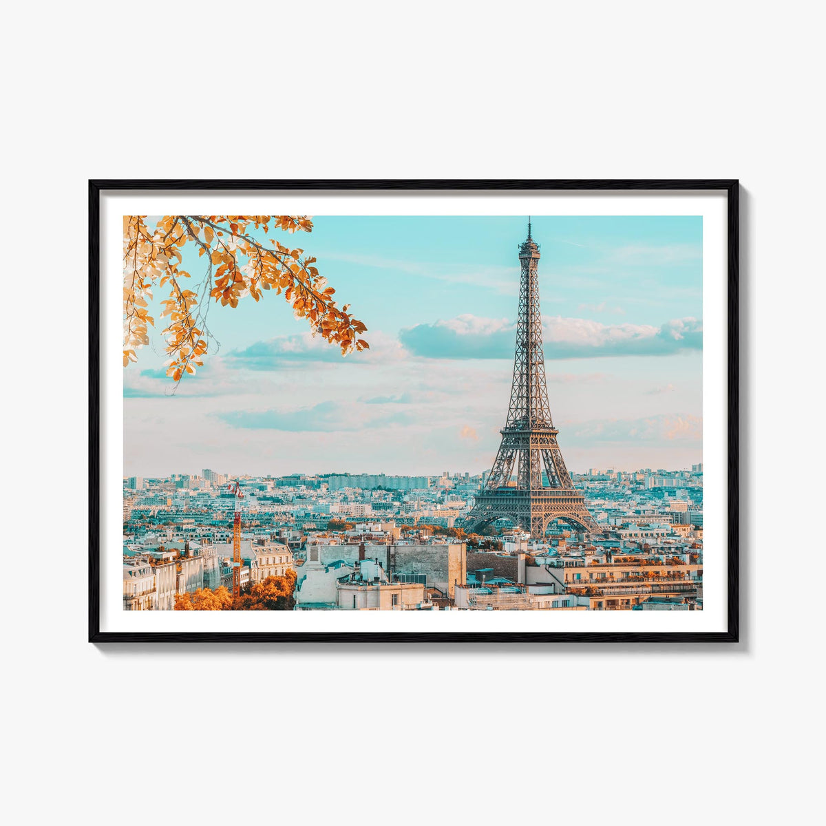 Paris colorful photo poster of France – horizontal wall art, unframed print shown in interior mockup