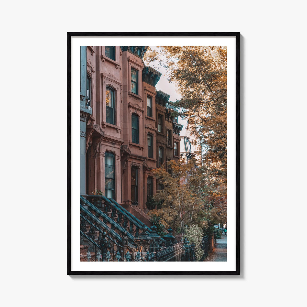 Park Slope colorful photo poster of Brooklyn, New York City – vertical wall art, unframed print shown in interior mockup