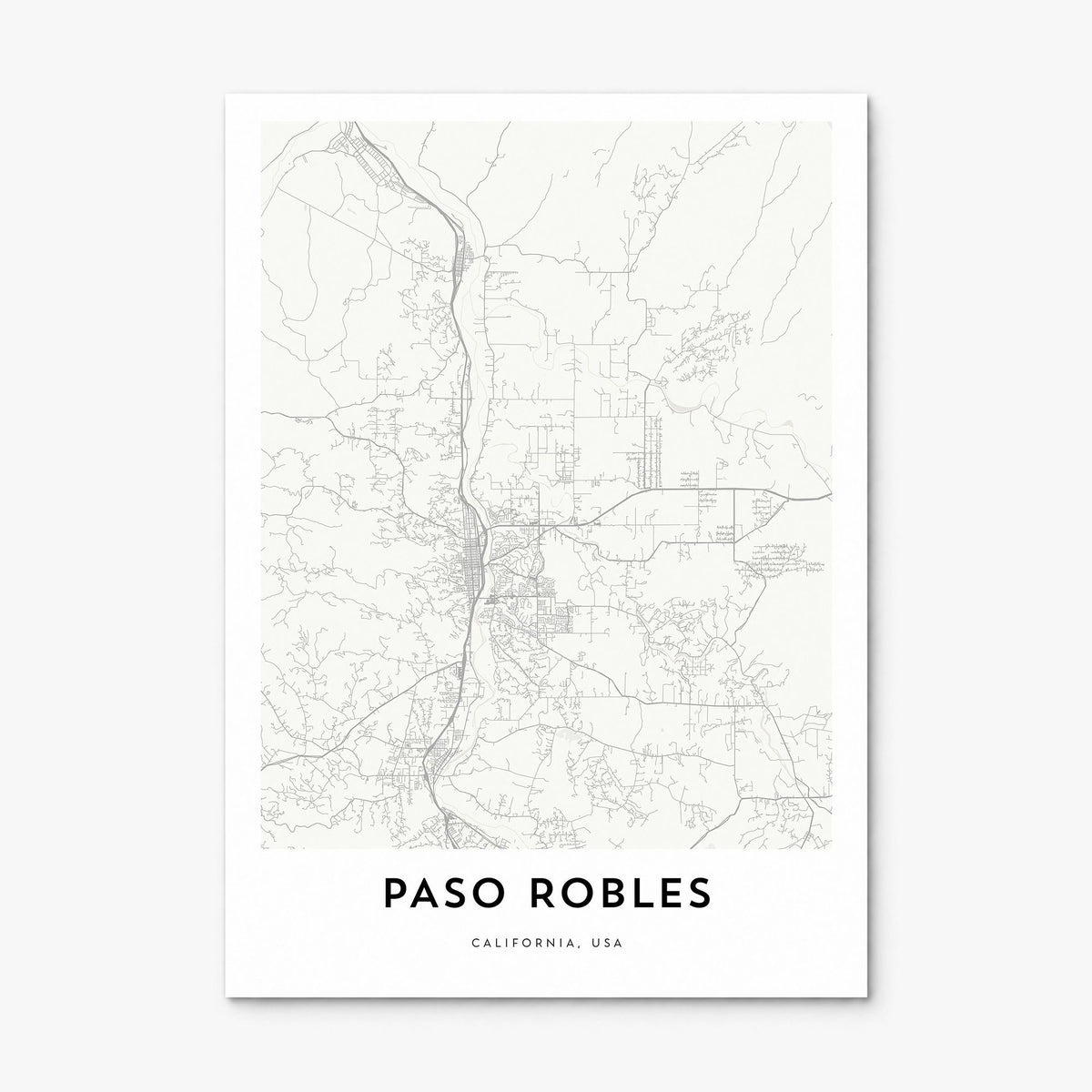 Paso Robles Map Poster, print only (unframed)