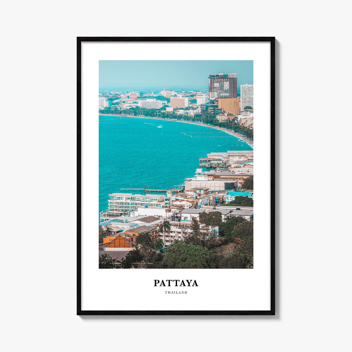 Pattaya colorful classic poster of Thailand – vertical wall art, unframed print shown in interior mockup