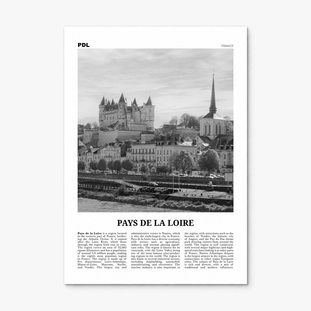 Pays de la Loire Newspaper Poster, print only (unframed)