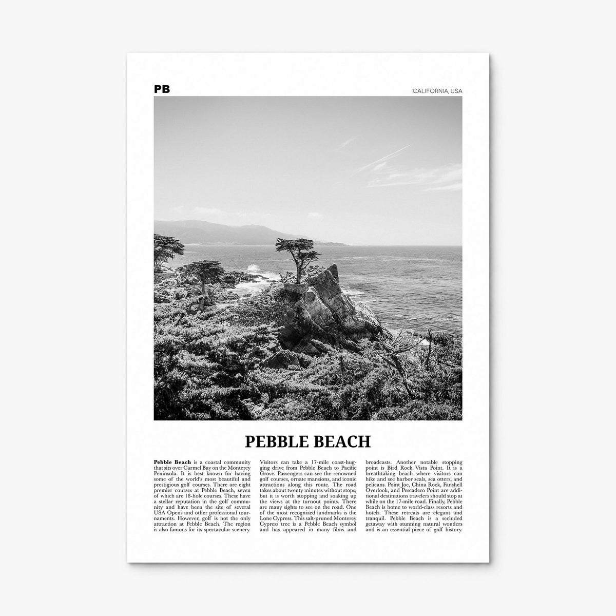 Pebble Beach Newspaper Poster, print only (unframed)