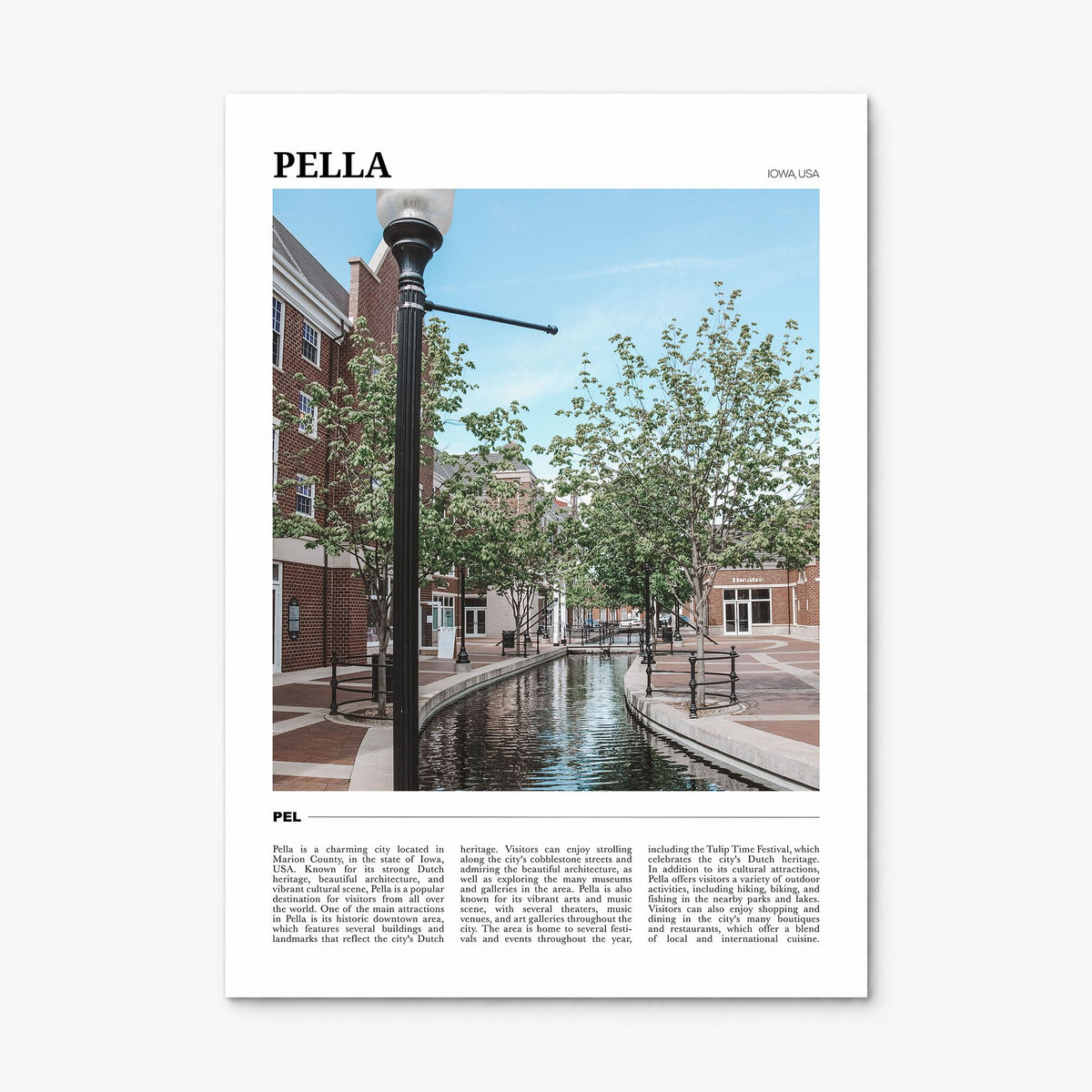 Pella, Iowa Travel Poster, print only (unframed)