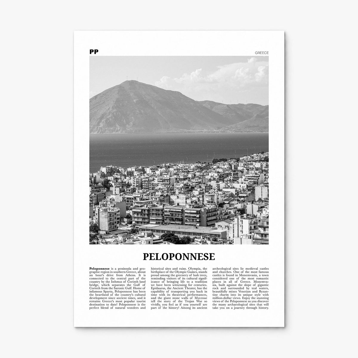 Peloponnese Newspaper Poster, print only (unframed)