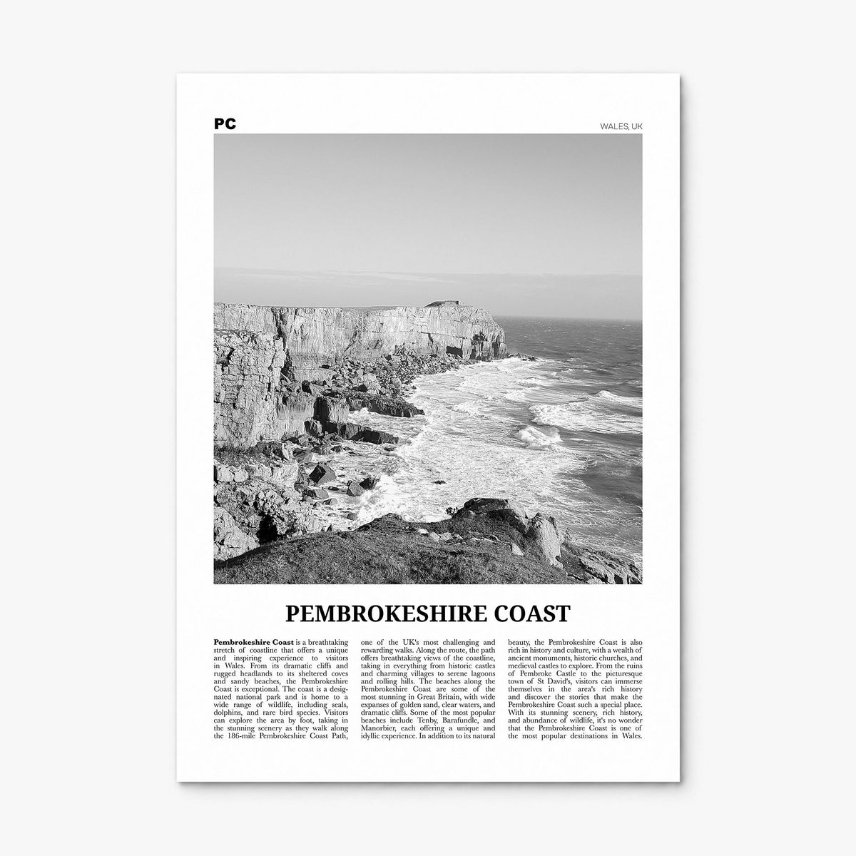 Pembrokeshire Coast Newspaper Poster, print only (unframed)