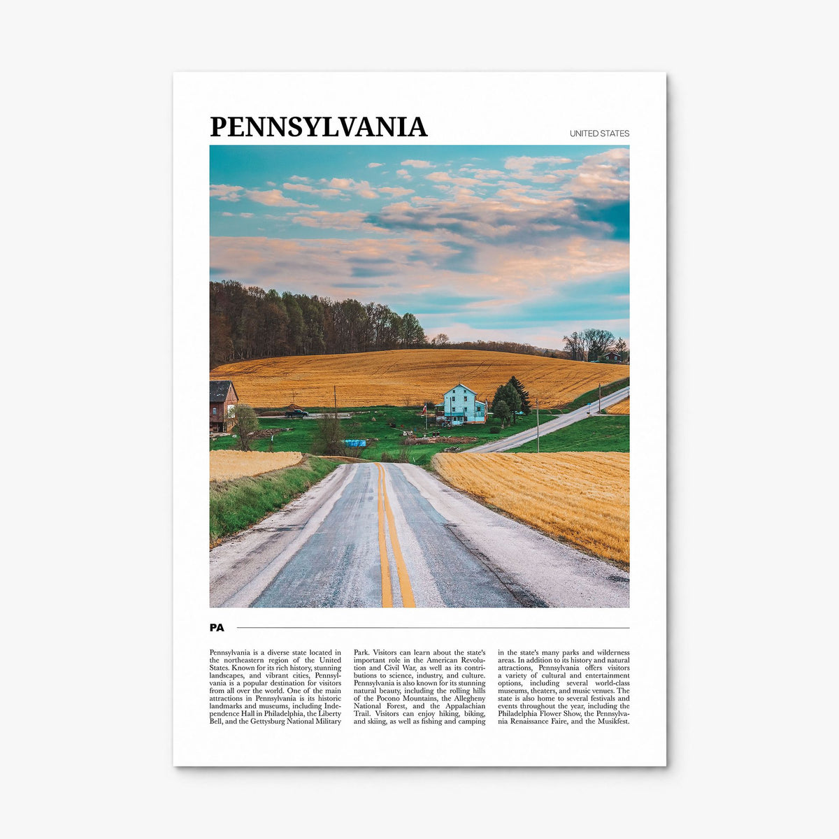 Pennsylvania Travel Poster, print only (unframed)