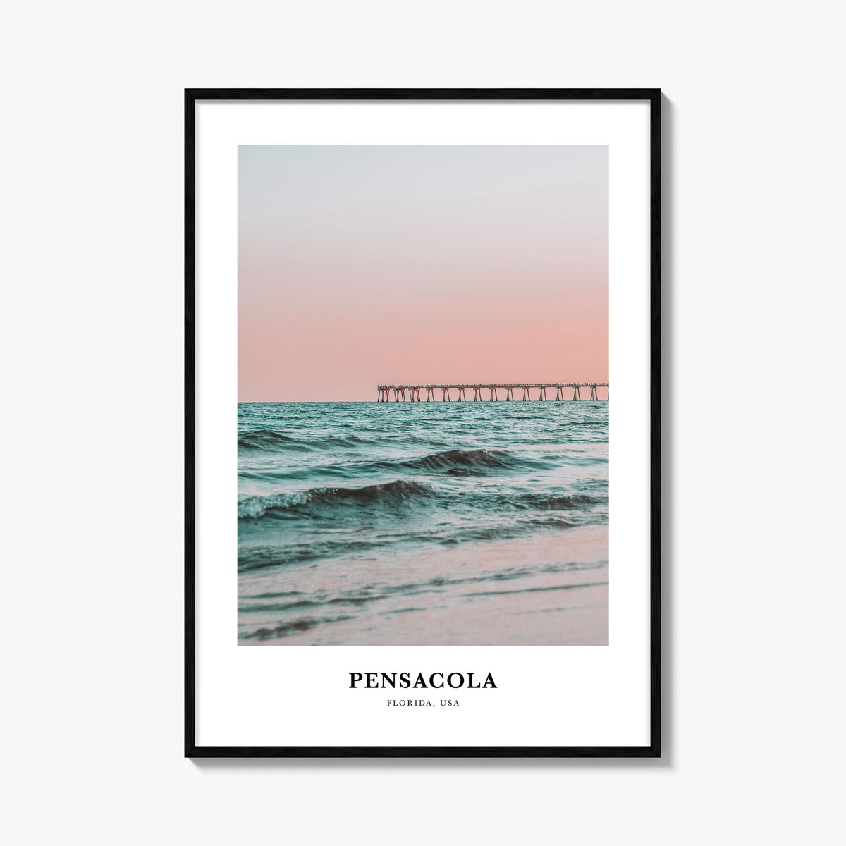 Pensacola colorful classic poster of Florida, USA – vertical wall art, unframed print shown in interior mockup