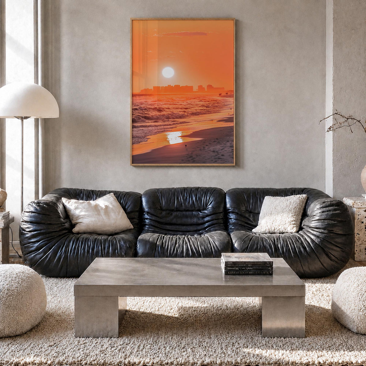 Pensacola no. 2 colorful photo poster of Florida, USA – vertical wall art in natural wood frame, hanging on wall