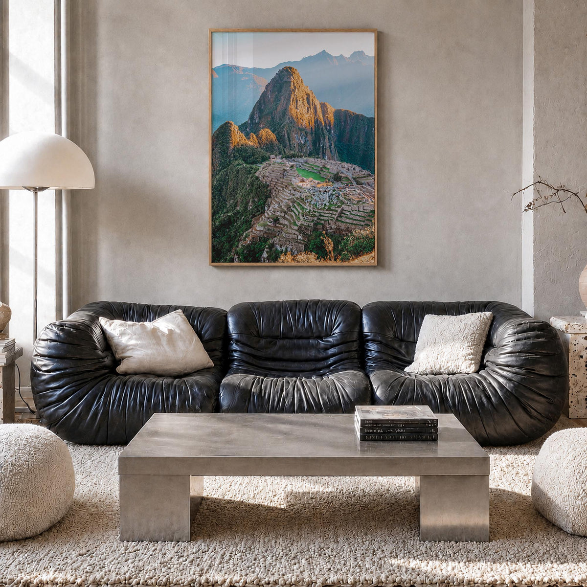 Peru colorful photo poster of South America – vertical wall art in natural wood frame, hanging on wall