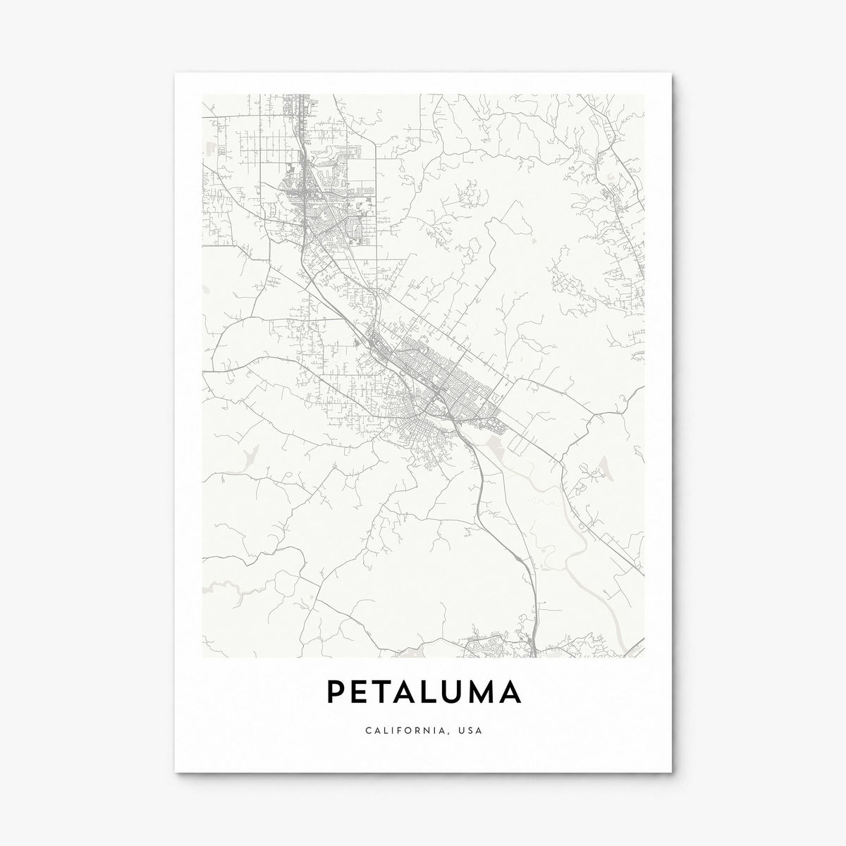 Petaluma Map Poster, print only (unframed)