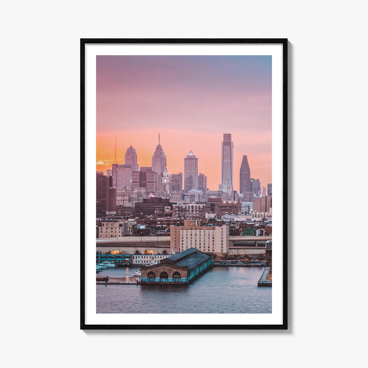 Philadelphia no. 2 colorful photo poster of Pennsylvania, USA – vertical wall art, unframed print shown in interior mockup