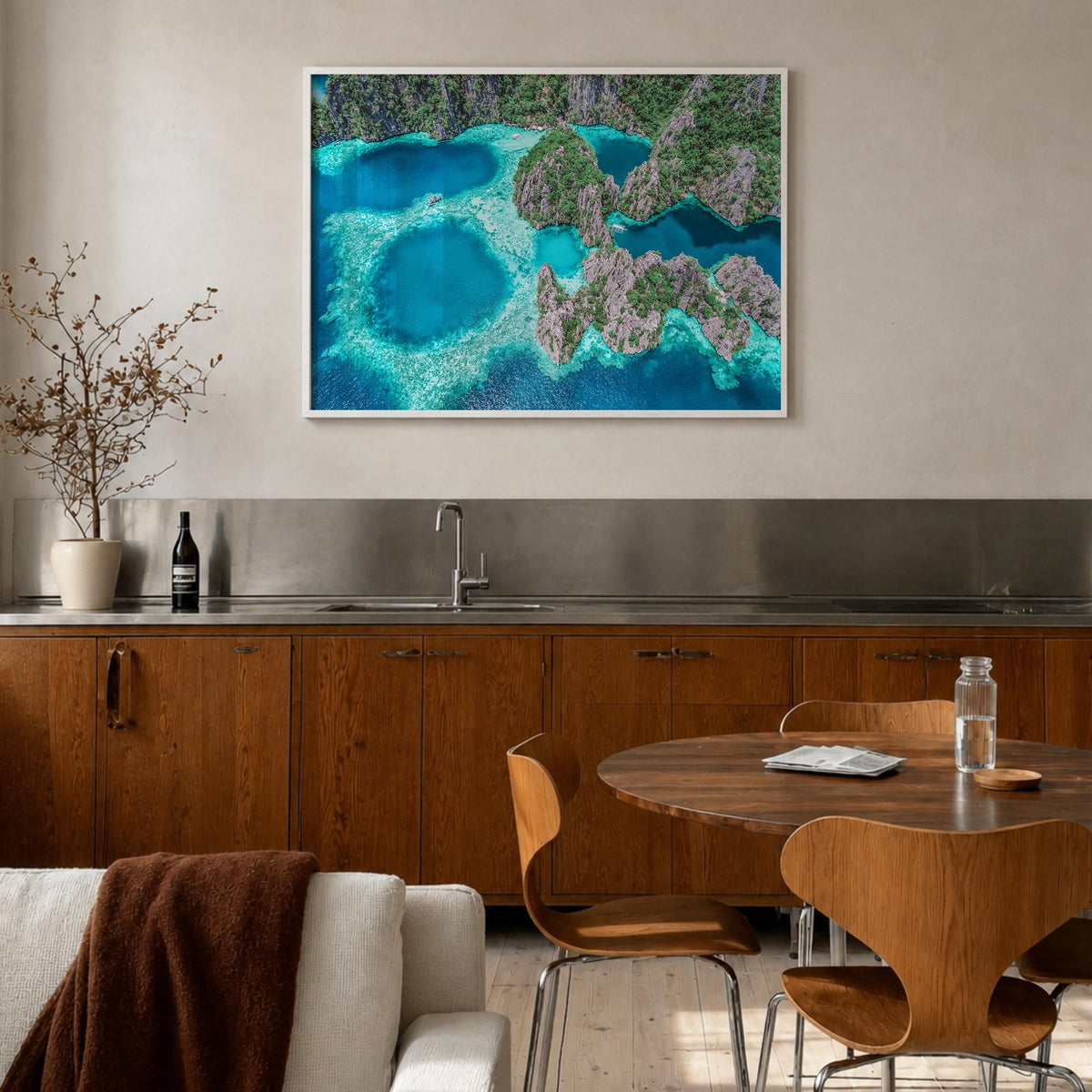 Philippines colorful photo poster of Asia – horizontal wall art in white wood frame, hanging on wall