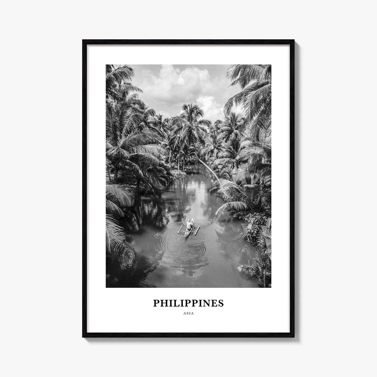 Philippines no. 2 black & white classic poster of Asia – vertical wall art, unframed print shown in interior mockup