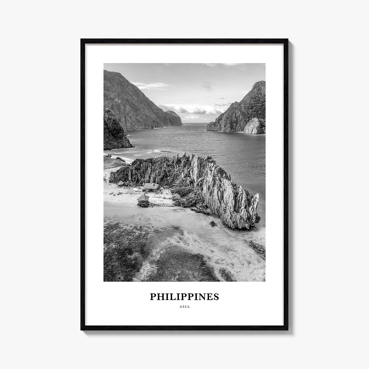 Philippines no. 3 black & white classic poster of Asia – vertical wall art, unframed print shown in interior mockup