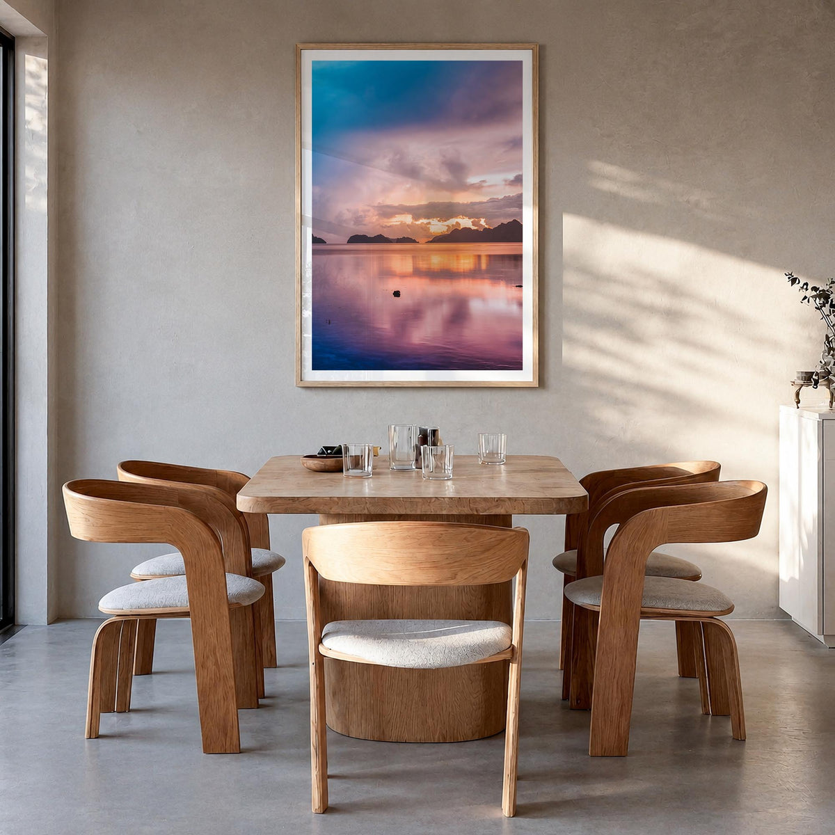 Philippines no. 3 colorful photo poster of Asia – vertical wall art in natural wood frame with white border, hanging on wall