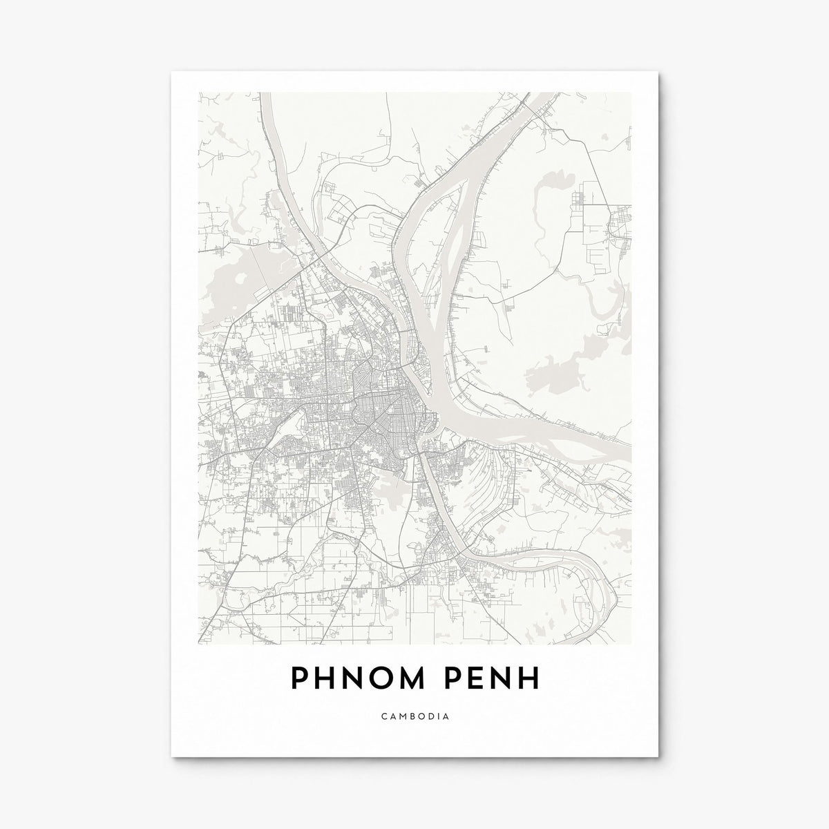 Phnom Penh Map Poster, print only (unframed)