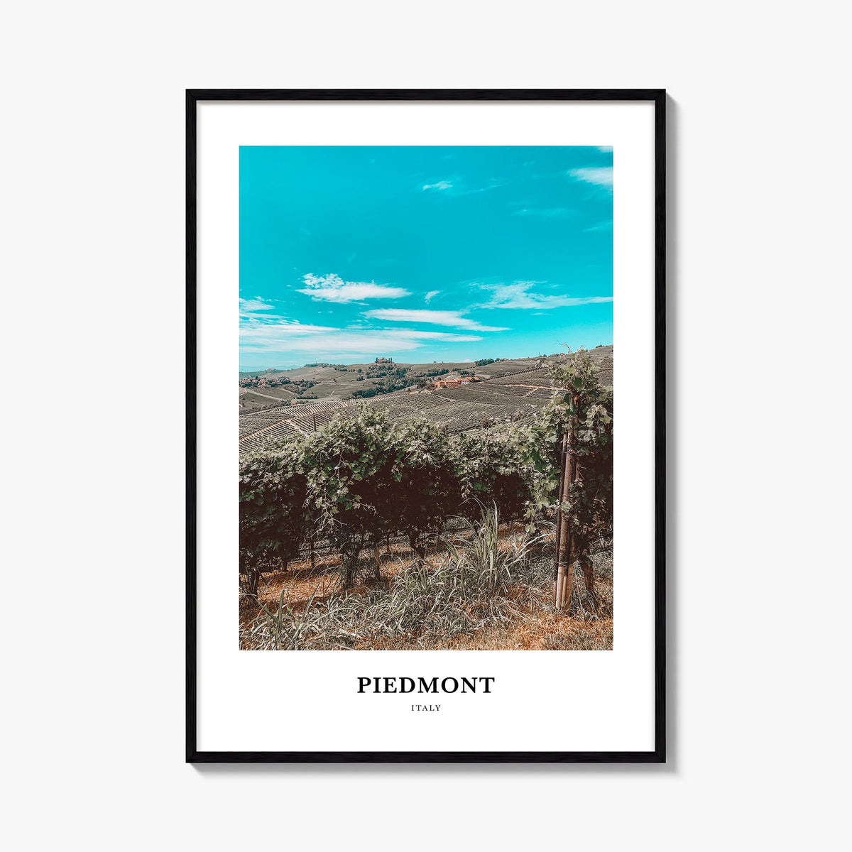 Piedmont no. 1 colorful classic poster of Italy – vertical wall art, unframed print shown in interior mockup