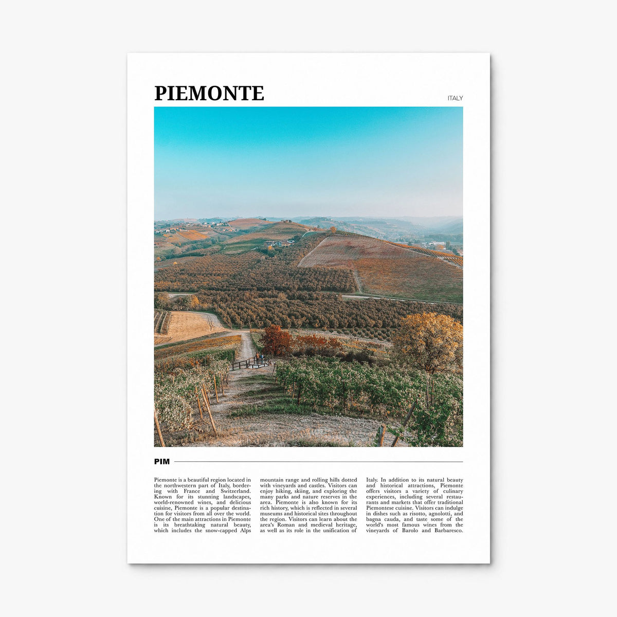 Piemonte Travel Poster, print only (unframed)