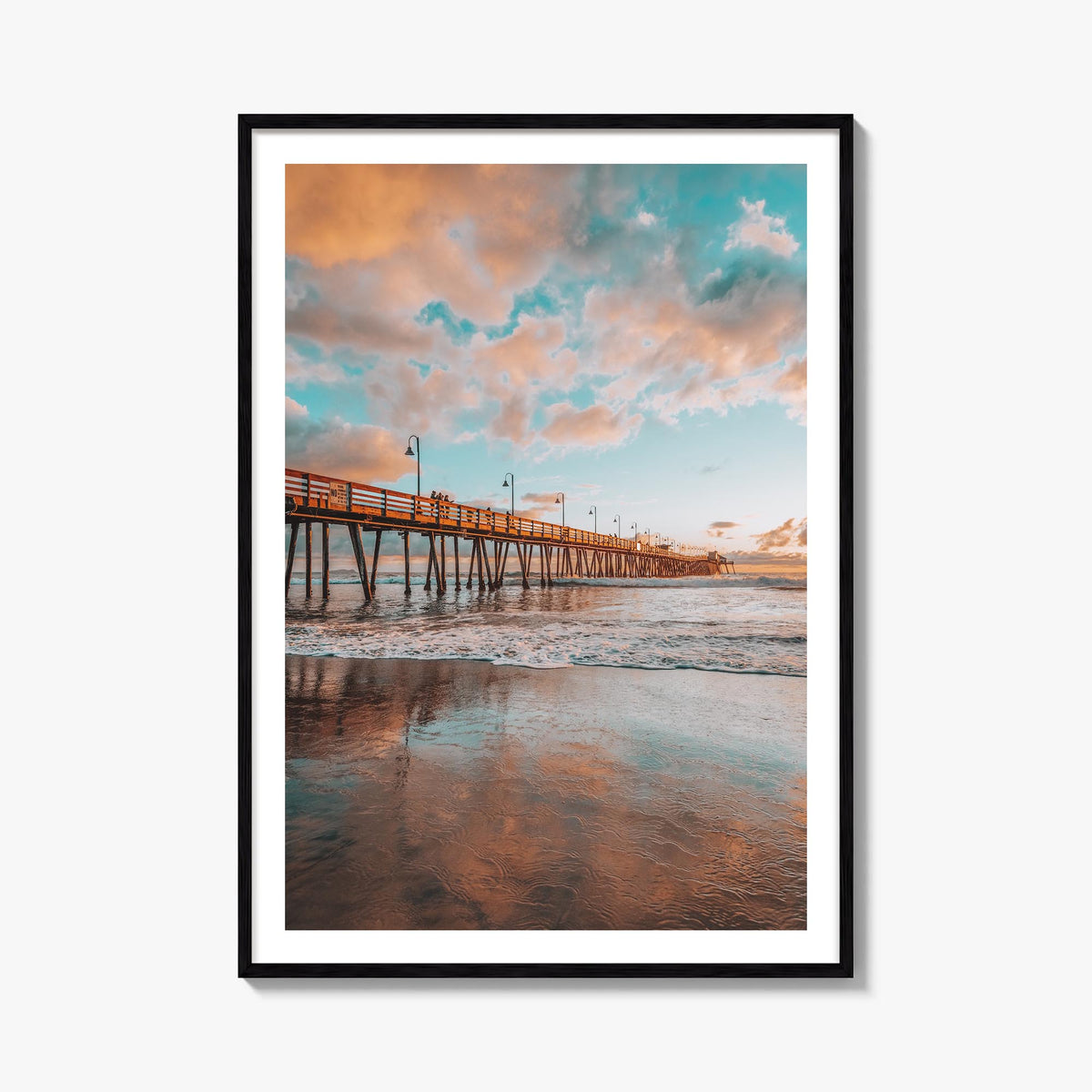 Pier no. 3 colorful photo poster – vertical wall art, unframed print shown in interior mockup