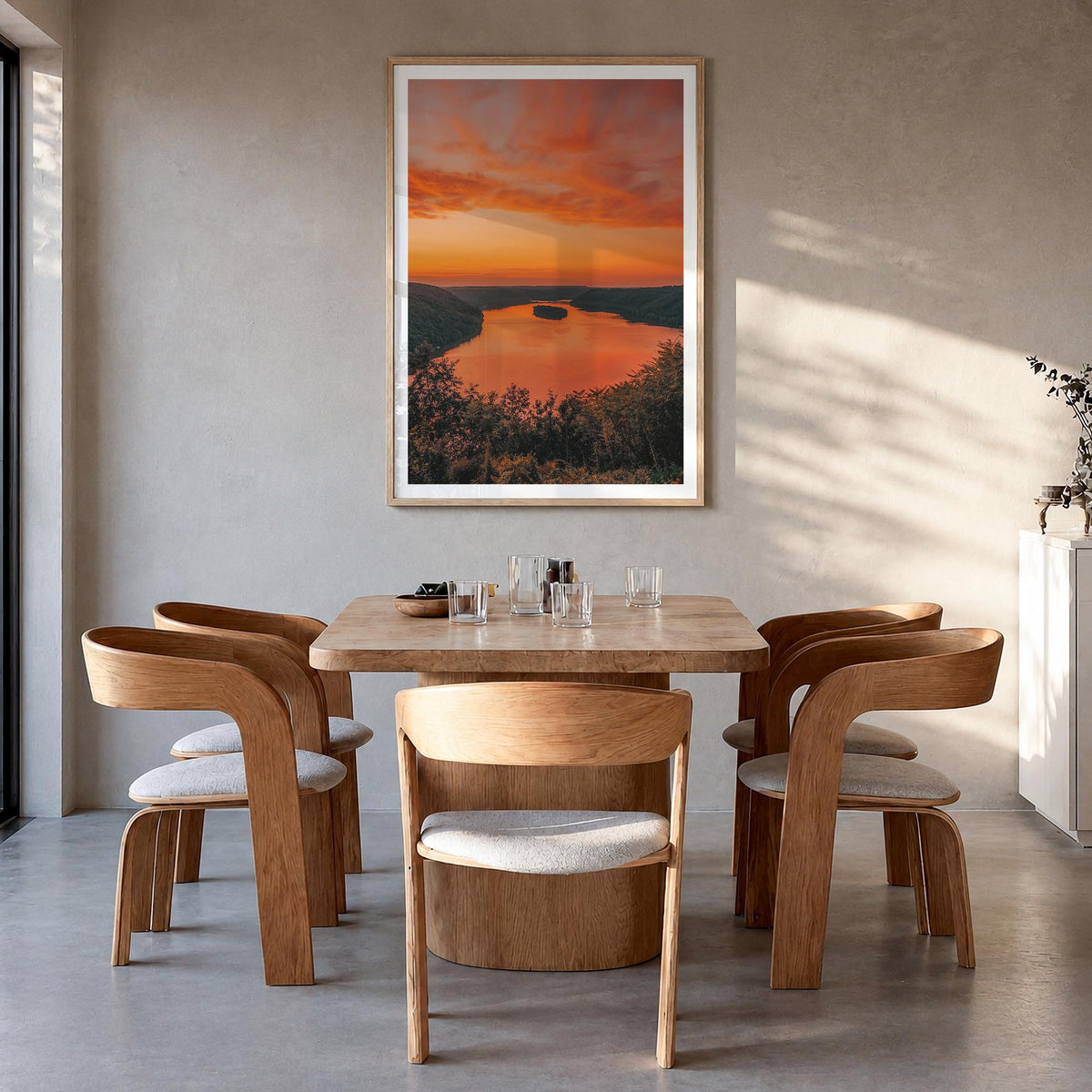 Pinnacle Overlook colorful photo poster of Kentucky, USA – vertical wall art in natural wood frame with white border, hanging