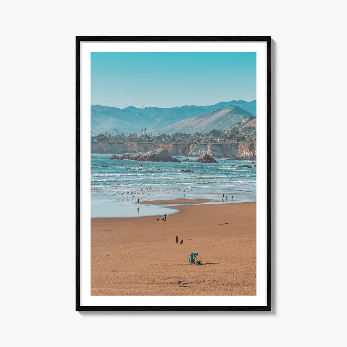 Pismo Beach no. 2 colorful photo poster of California, USA – vertical wall art, unframed print shown in interior mockup