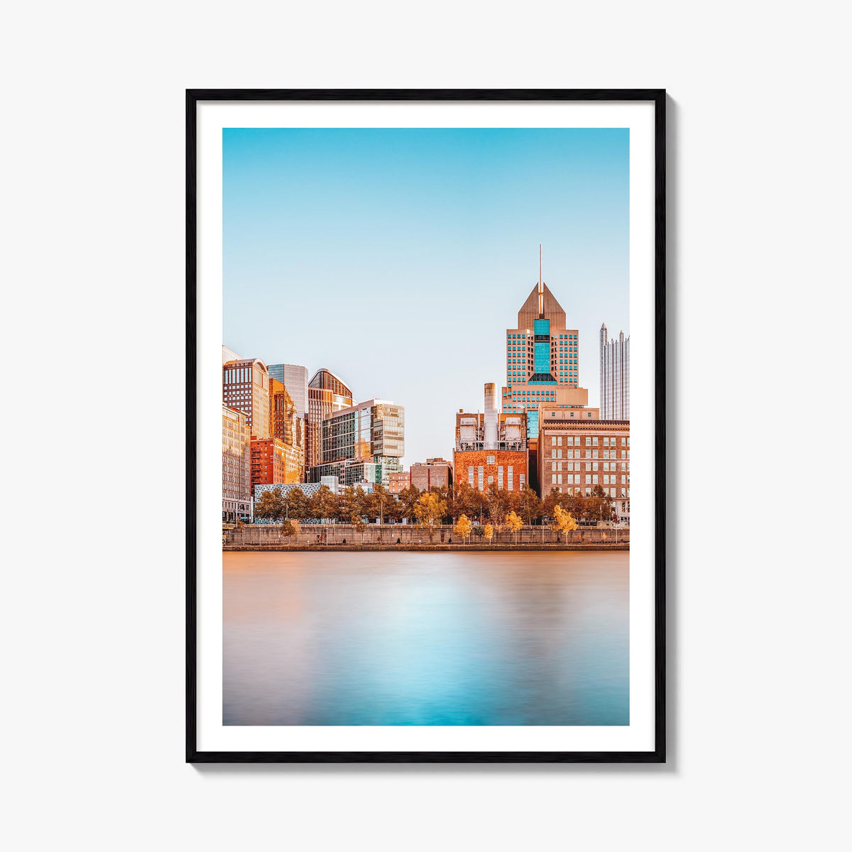 Pittsburgh colorful photo poster of Pennsylvania, USA – vertical wall art, unframed print shown in interior mockup