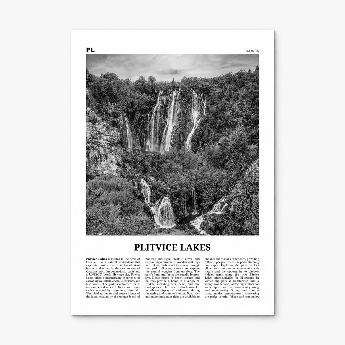 Plitvice Lakes Newspaper Poster, print only (unframed)
