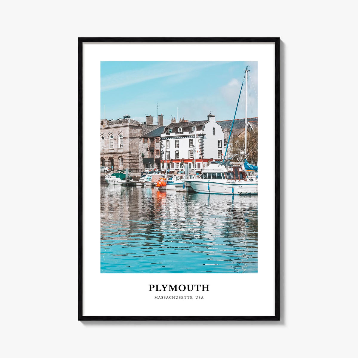 Plymouth colorful classic poster of United Kingdom – vertical wall art, unframed print shown in interior mockup