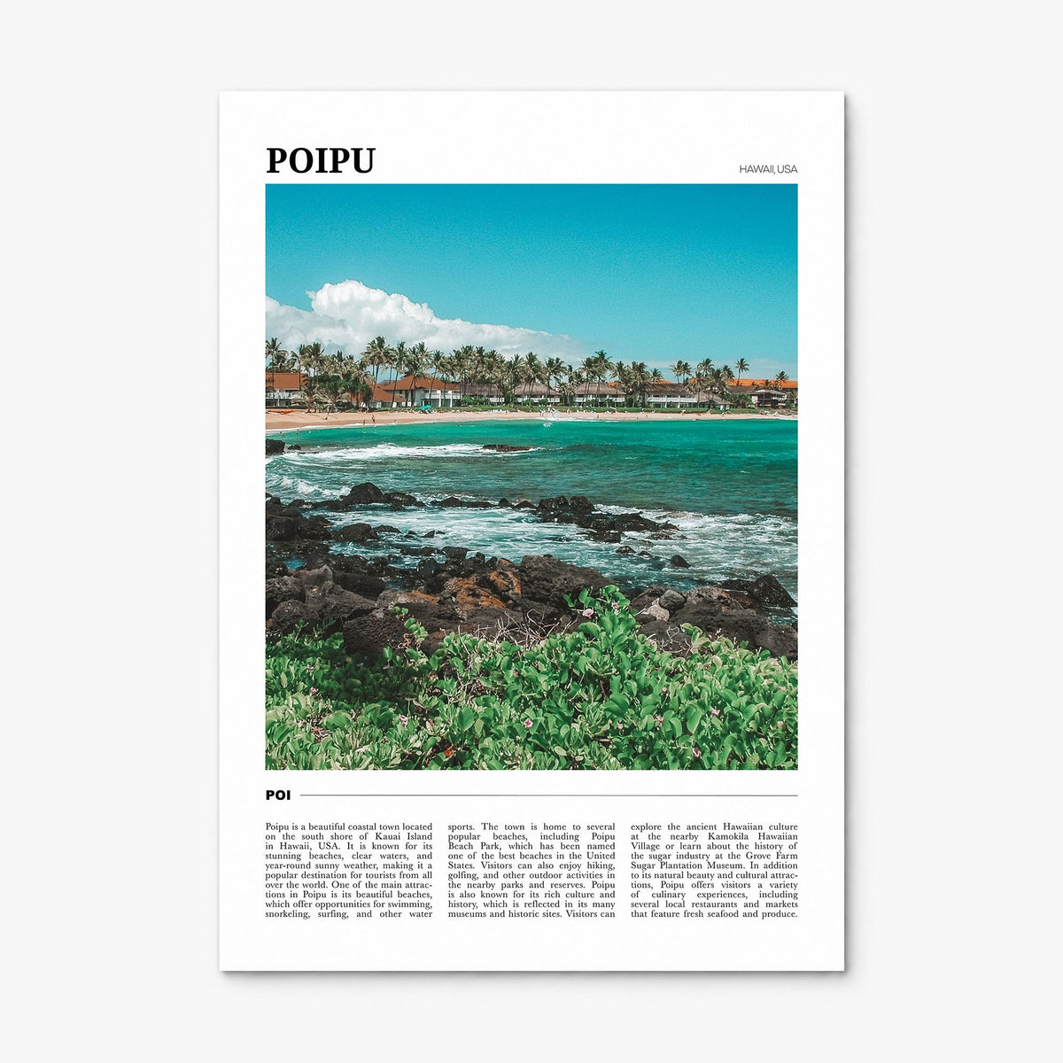 Poipu Travel Poster, print only (unframed)