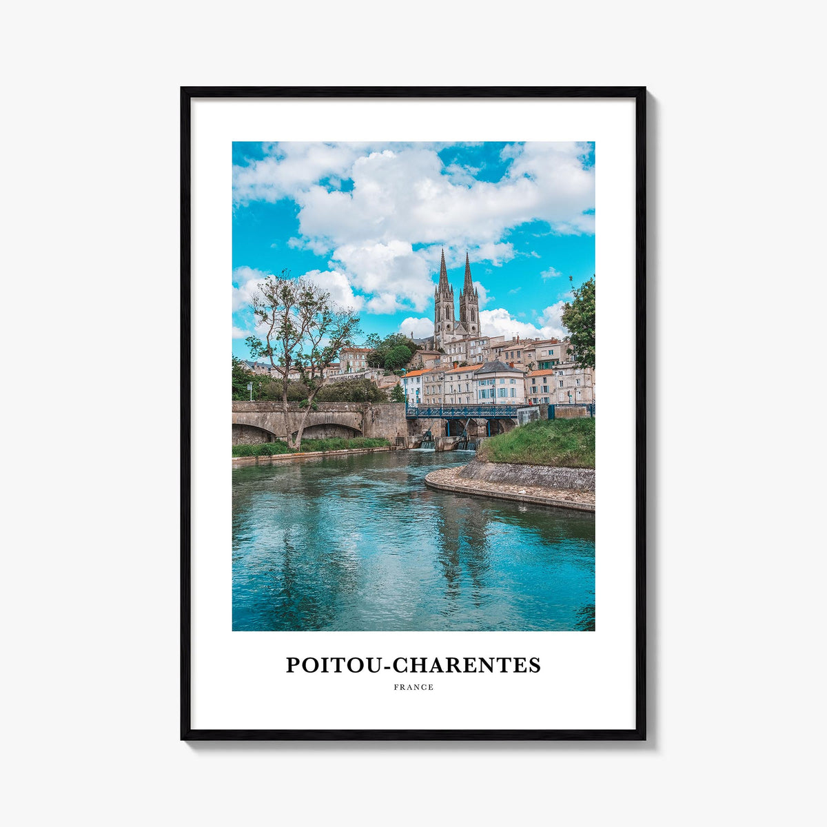 Poitou-Charentes colorful classic poster of France – vertical wall art, unframed print shown in interior mockup