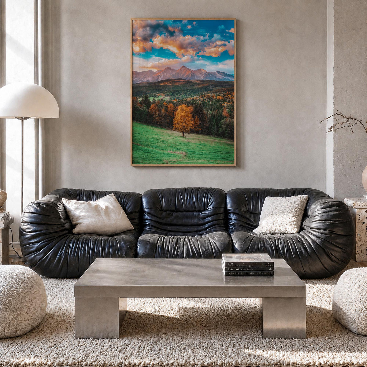 Poland colorful photo poster of Europe – vertical wall art in natural wood frame, hanging on wall