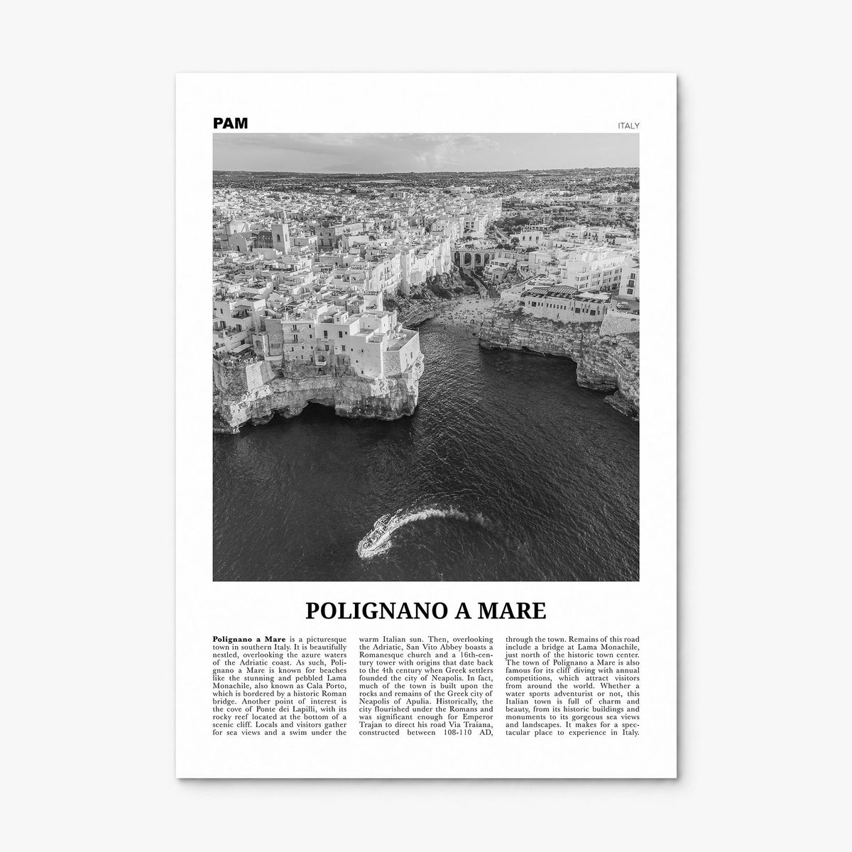 Polignano a Mare Newspaper Poster, print only (unframed)
