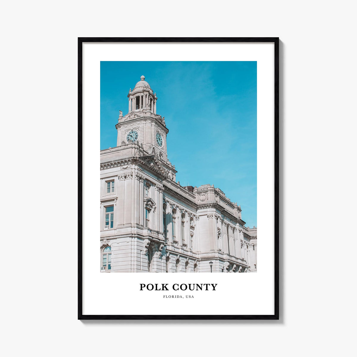 Polk County colorful classic poster of Florida, USA – vertical wall art, unframed print shown in interior mockup