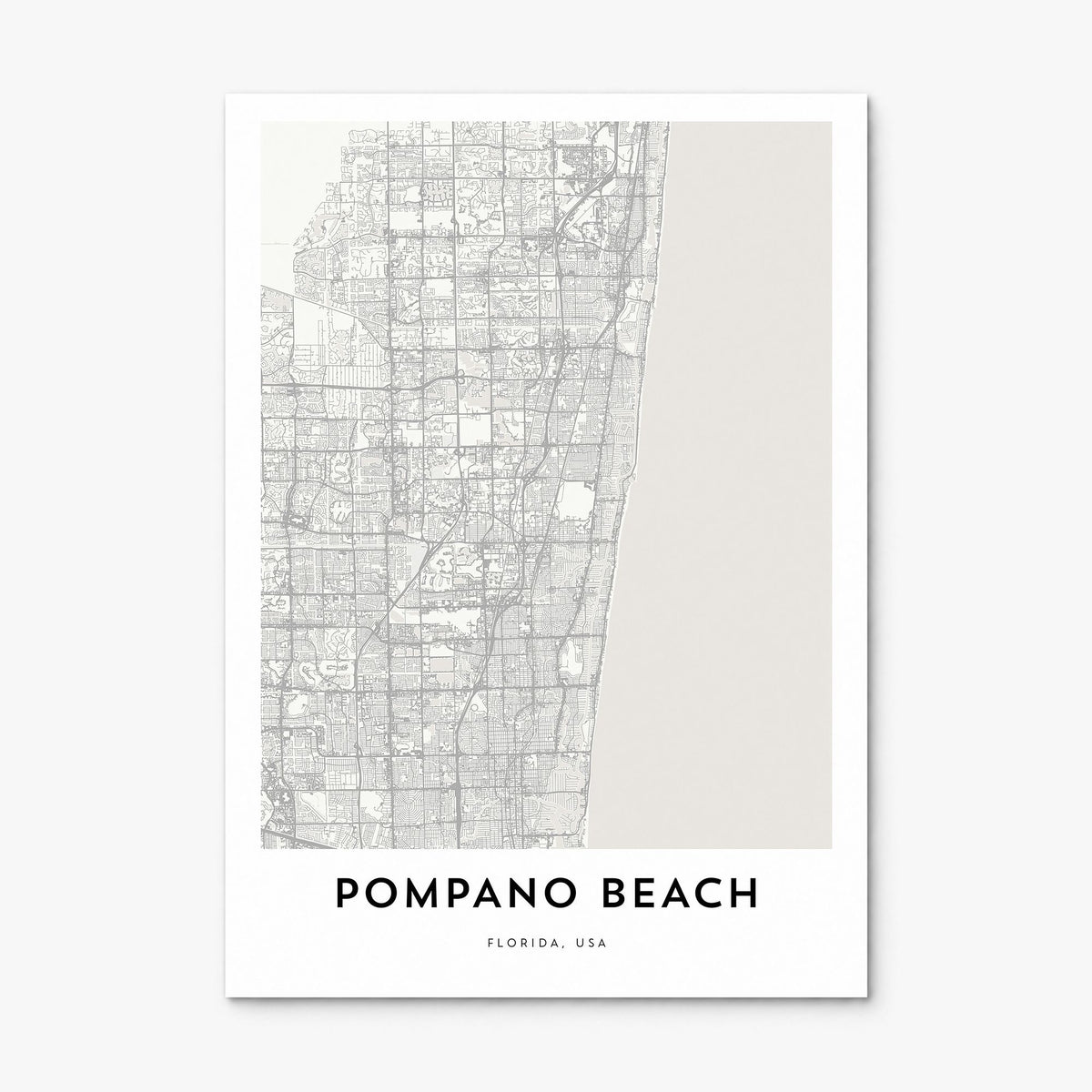 Pompano Beach Map Poster, print only (unframed)